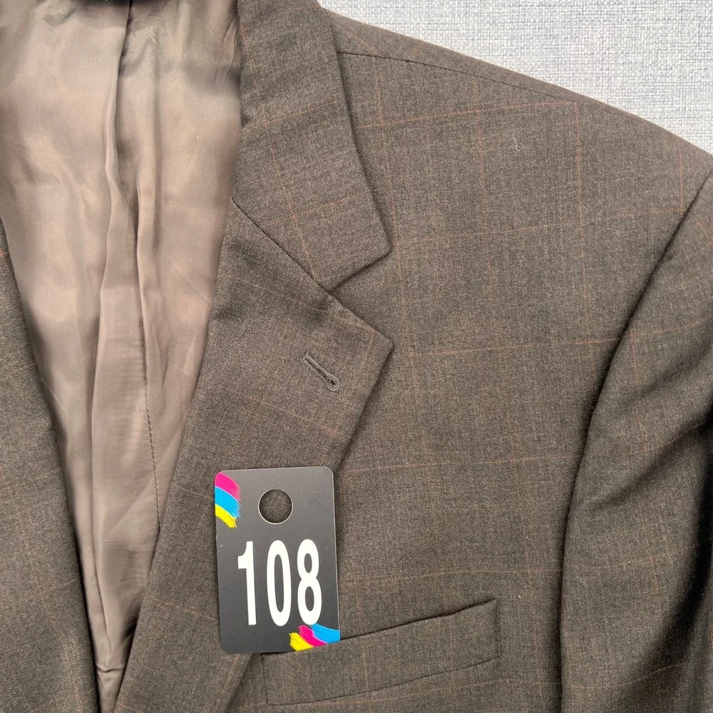 Jos A Bank‎ Signature Gordon Sport Coat Blazer Jacket 46R Brown Windowpane Wool